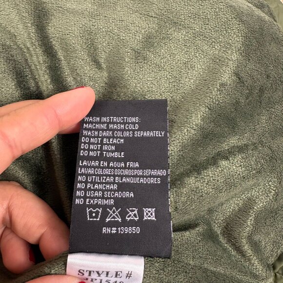 Green Winter Coat Puffer Jacket Faux Fur Removable Hood Sz 1X (Fits Like Large) - Picture 14 of 15